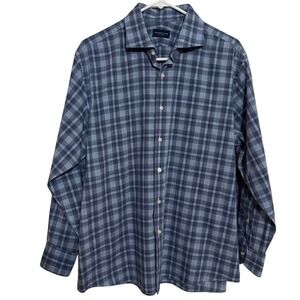 Proper Cloth Button Down Shirt Mens L Blue Flannel Plaid Raul Pina Long Sleeve